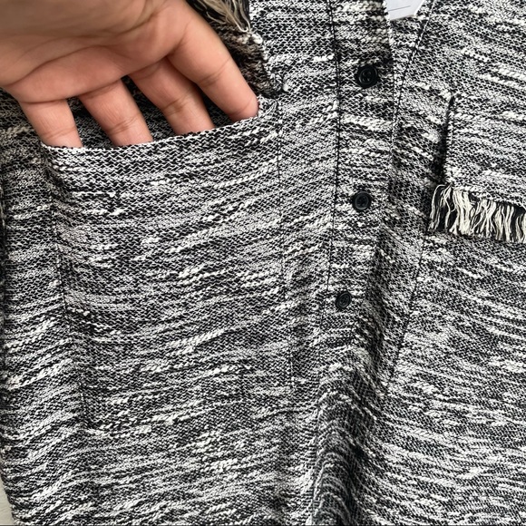 NWT ASOS Womens Dress Black White Tweed Shift Fringe Pockets 6 - Picture 6 of 9